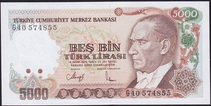 7.Emisyon 4.Tertip 5000 Lira G40 574855 Çil