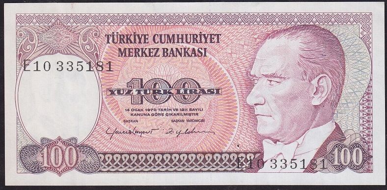 7.Emisyon 2.Tertip 100 Lira E10 335181 Çok Temiz