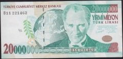 7.Emisyon 20 000 000 Lira B11 221462 Çok Temiz+