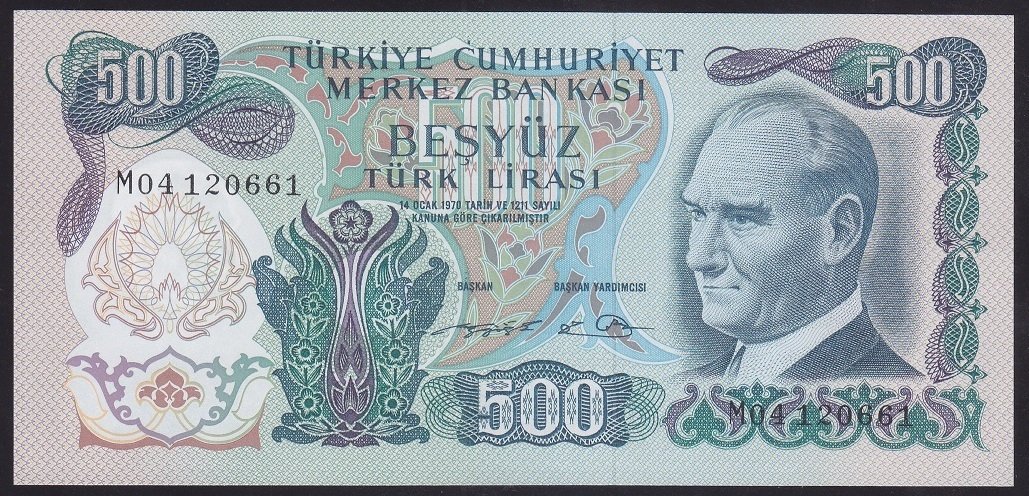 6.EMİSYON 2.TERTİP 500 LİRA M04 120661 ÇİL