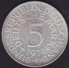 ALMANYA 5 MARK 1974 F SERİSİ GÜMÜŞ