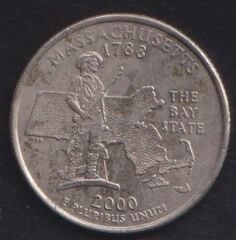 Amerika Çeyrek Dolar 2000 P Hatıra Massachusetts