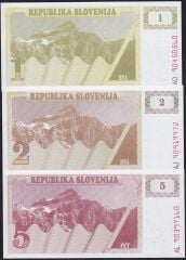 Slovenya 1-2-5 Tolarjev 1990 Çil Set