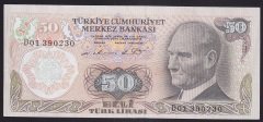 6.EMİSYON 1.TERTİP 50 LİRA D01 390230 ÇÇT eski kağıt para fiyatları