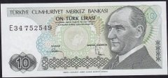 7.Emisyon 2.Tertip 10 Lira E34 752549 Çil