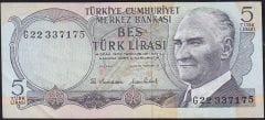 6.Emisyon 2.Tertip 5 Lira G22 337175 Çok Temiz+