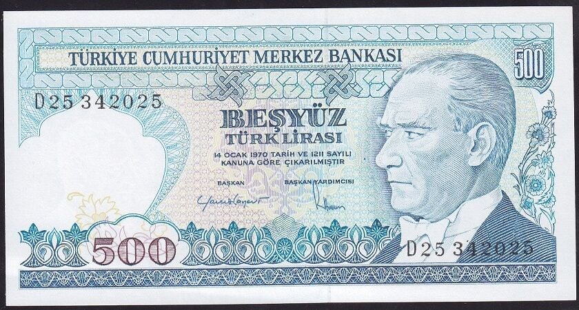 7.Emisyon 2.Tertip 500 Lira D25 342025 Çil
