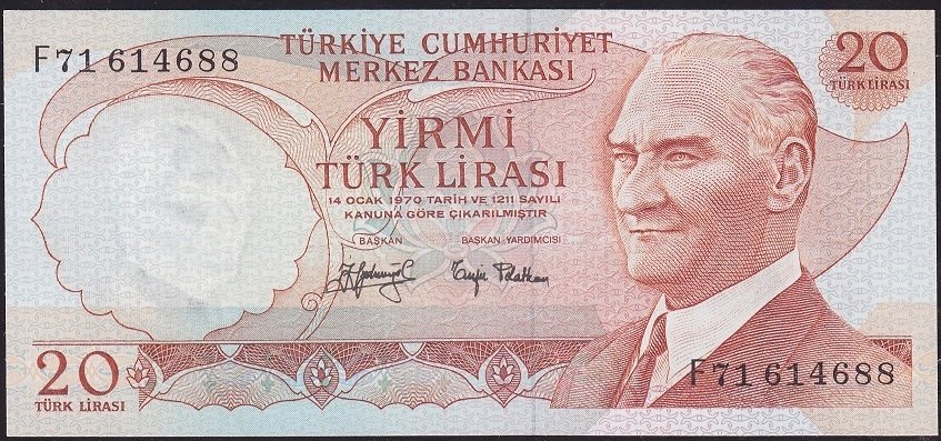 6.Emisyon 3.Tertip 20 Lira F71 614688 Çilaltı Çil