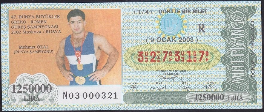 2003 9 OCAK ÇEYREK BİLET - R SERİSİ - Mehmet Özal