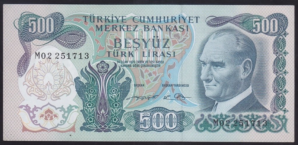 6.EMİSYON 2.TERTİP 500 LİRA M02 252713 ÇİL eski paralar nereye satılır
