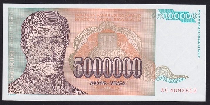Yugoslavya 5000000 Dinar 1993 ÇİL Pick 132