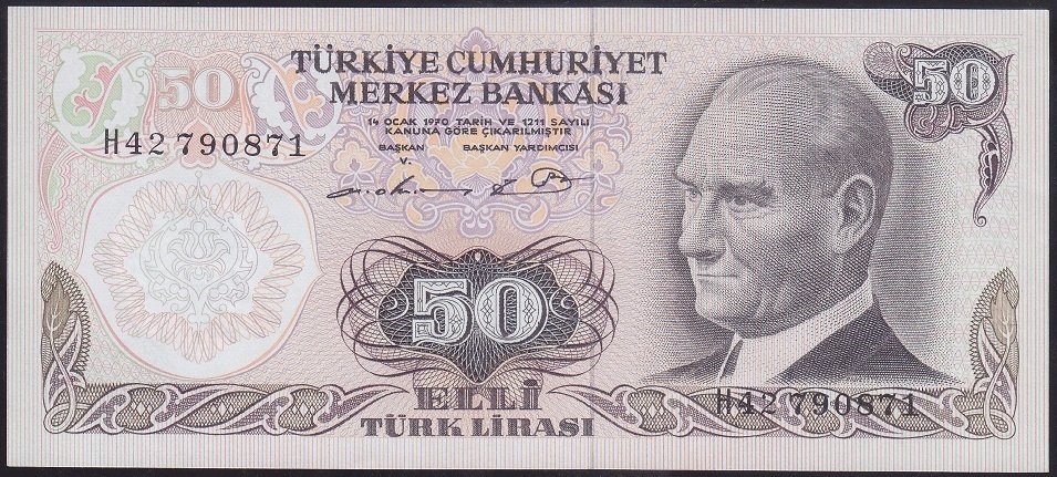 6.EMİSYON 1.TERTİP 50 LİRA H42 790871 ÇİLALTI ÇİL