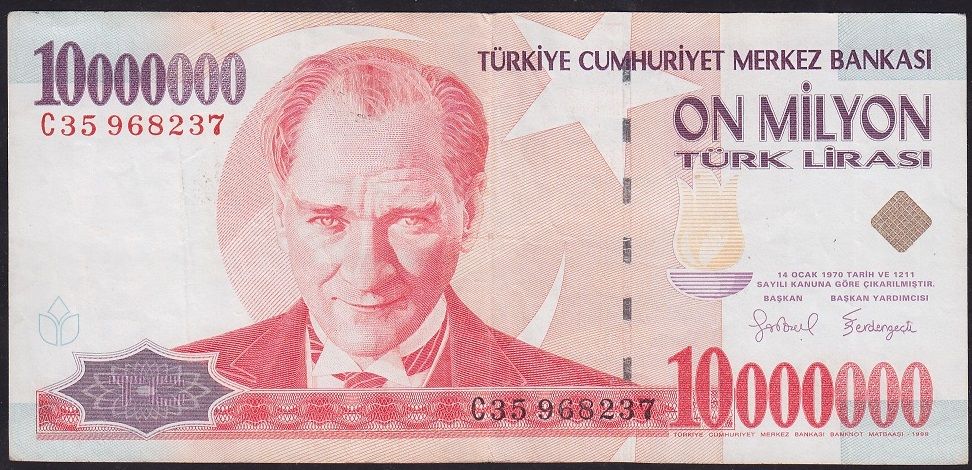 7.Emisyon 10 000 000 Lira C35 968237 Çok Temiz