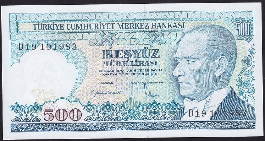 7.Emisyon 2.Tertip 500 Lira D19 101983 Çil