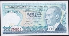 7.Emisyon 2.Tertip 500 Lira D19 101983 Çil