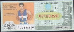 2003 9 OCAK ÇEYREK BİLET - G SERİSİ - Mehmet Özal