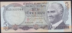 6.Emisyon 2.Tertip 5 Lira G13 322764 Çok Temiz+