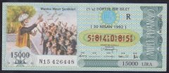 1992 30 NİSAN ÇEYREK BİLET R SERİSİ