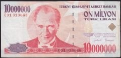 7.Emisyon 10 000 000 Lira C31 313648 Çok Temiz
