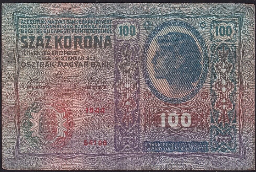 Avusturya Macaristan 100 Korona 1912 Çok Temiz+
