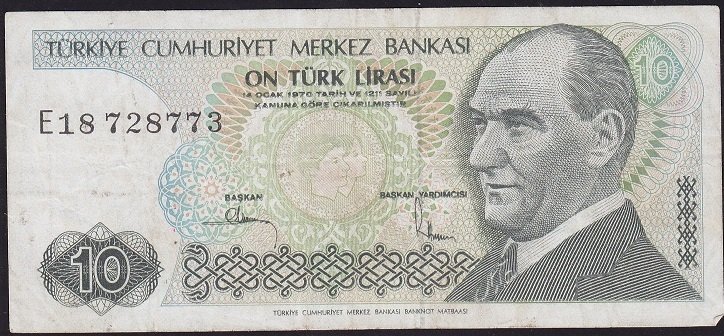7.Emisyon 2.Tertip 10 Lira E18 728773 Çok Temiz
