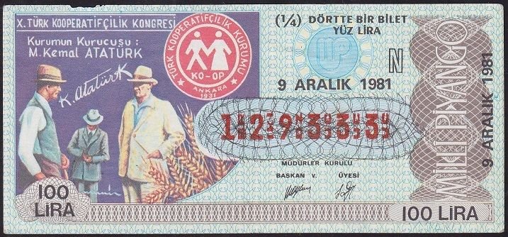 1981 9 Aralık Çeyrek Bilet - N Serisi