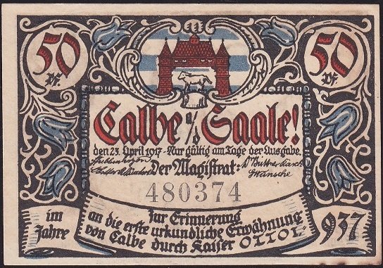 Almanya 50 Pfennig Notgeld 1917 Çil