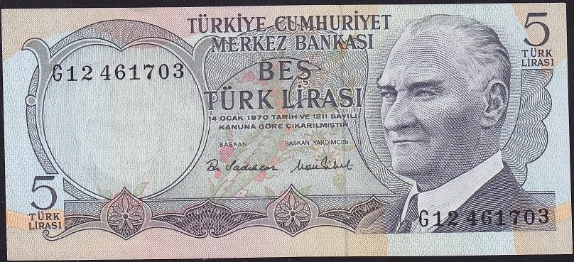 6.Emisyon 2.Tertip 5 Lira G12 461703 Çilaltı Çil