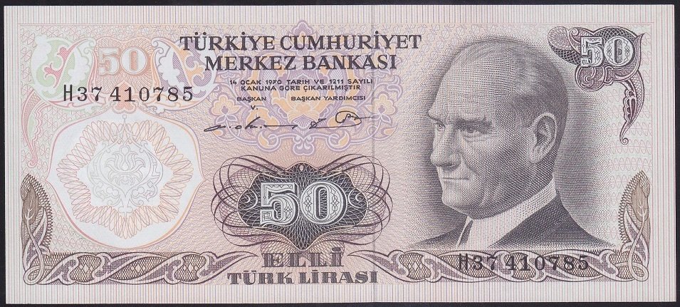 6.EMİSYON 1.TERTİP 50 LİRA H37 410785 ÇİLALTI