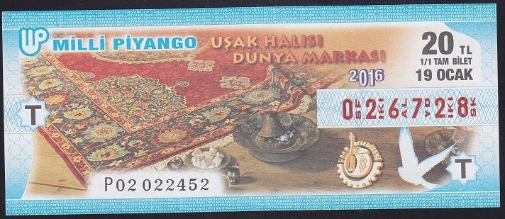 2016 19 OCAK TAM BİLET T SERİSİ