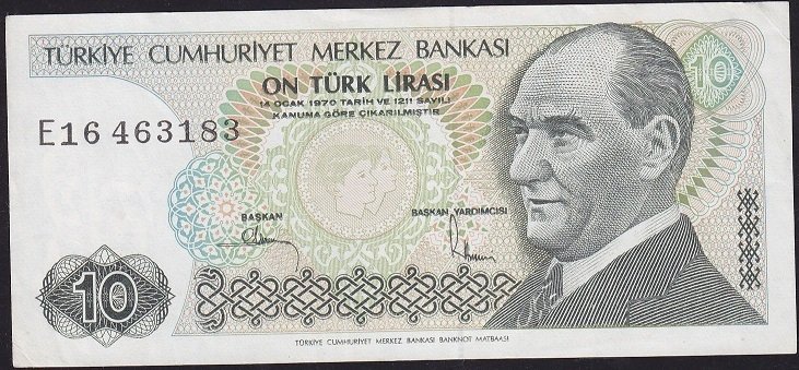 7.Emisyon 2.Tertip 10 Lira E16 463183 Çok Temiz +