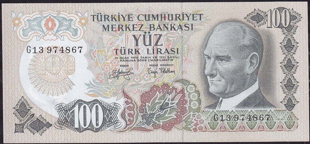 6.Emisyon 2.Tertip 100 Lira G13 974867 Çilaltı