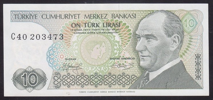 7.EMİSYON 1.TERTİP 10 LİRA C40 203473 ÇİLALTI KISA KAŞ
