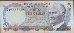 6.Emisyon 2.Tertip 5 Lira G10 385729 Çilaltı Çil