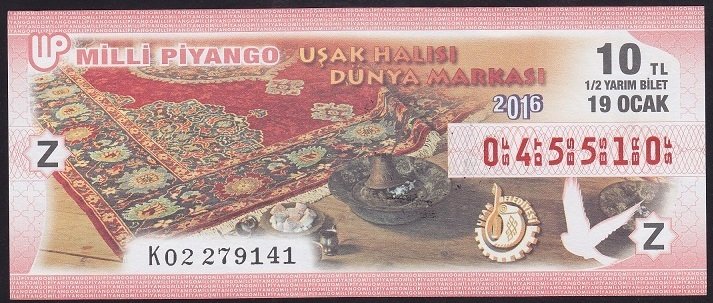 2016 19 OCAK YARIM BİLET Z SERİSİ