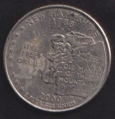 Amerika Çeyrek Dolar 2000 P Hatıra New Hamshire
