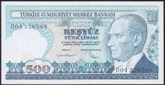 7.Emisyon 2.Tertip 500 Lira D04 326566 Çil