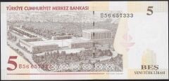 8.Emisyon 5 YTL B56 657333 Çil