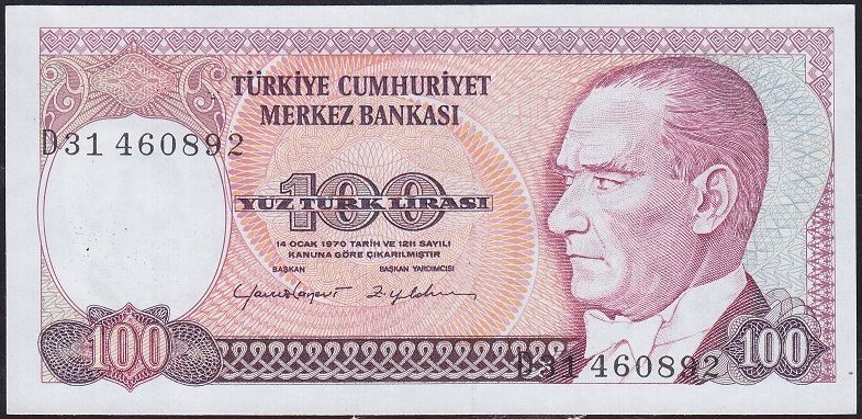 7.Emisyon 2.Tertip 100 Lira D31 460892 Çilaltı Çil