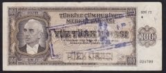 3.EMİSYON BERLİN 100 LİRA J2 024789 ÇOK TEMİZ İPTAL KAŞELİ