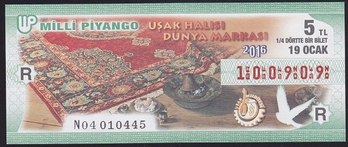 2016 19 OCAK ÇEYREK BİLET R SERİSİ