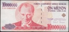 7.Emisyon 10 000 000 Lira C23 248229 Çok Temiz+