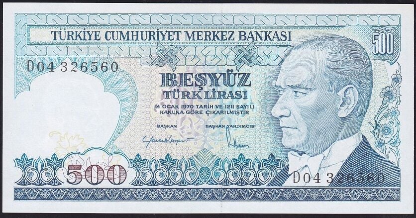 7.Emisyon 2.Tertip 500 Lira D04 326560 Çil