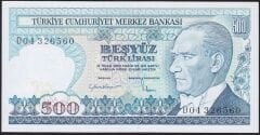 7.Emisyon 2.Tertip 500 Lira D04 326560 Çil