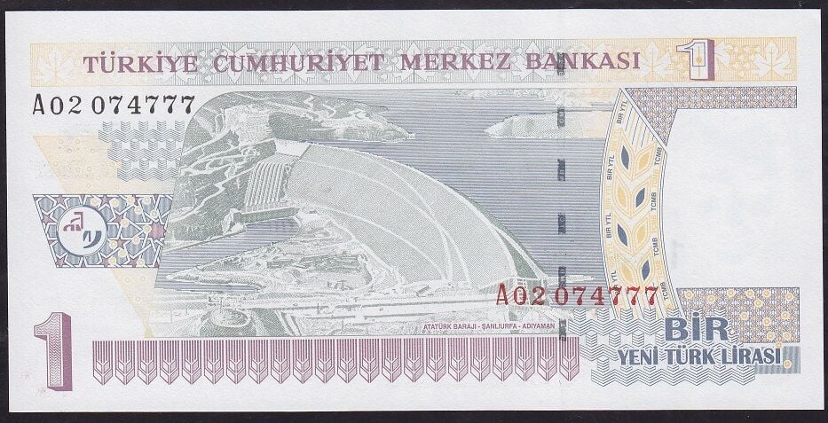 8.Emisyon 1 YTL A02 074777 Çilaltı Çil