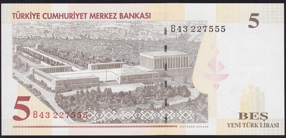 8.Emisyon 5 YTL B43 227555 Çil