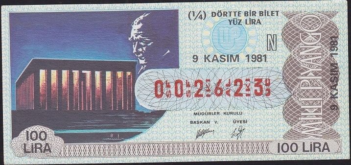 1981 9 Kasım Çeyrek Bilet - N Serisi