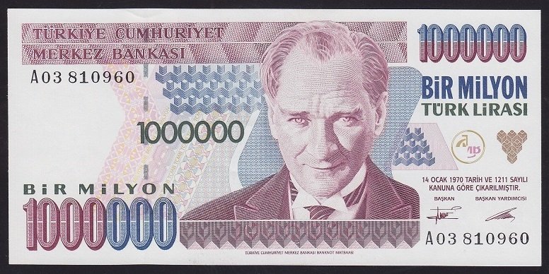 7.EMİSYON 1.TERTİP 1 000 000 LİRA A03 810960 ÇİLALTI ÇİL