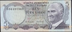 6.Emisyon 2.Tertip 5 Lira G04 097365 Çilaltı Çil