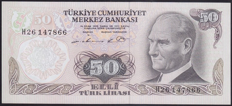 6.EMİSYON 1.TERTİP 50 LİRA H26 147866 ÇİLALTI ÇİL